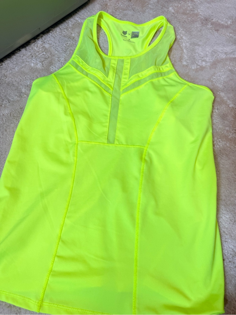 Neon Lime Racerback Mesh-Insert Workout Tank